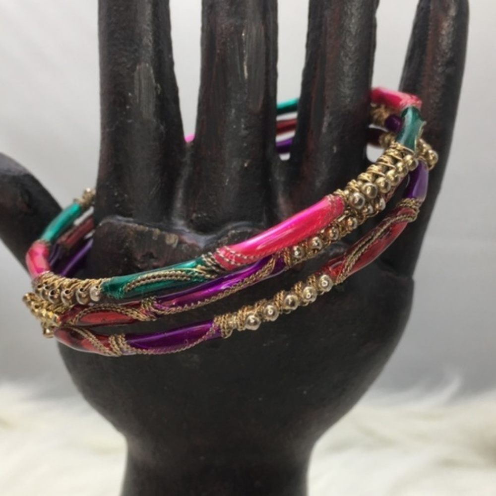 Multi-Colored India 3-Piece Stacking Bangle Set - image 4